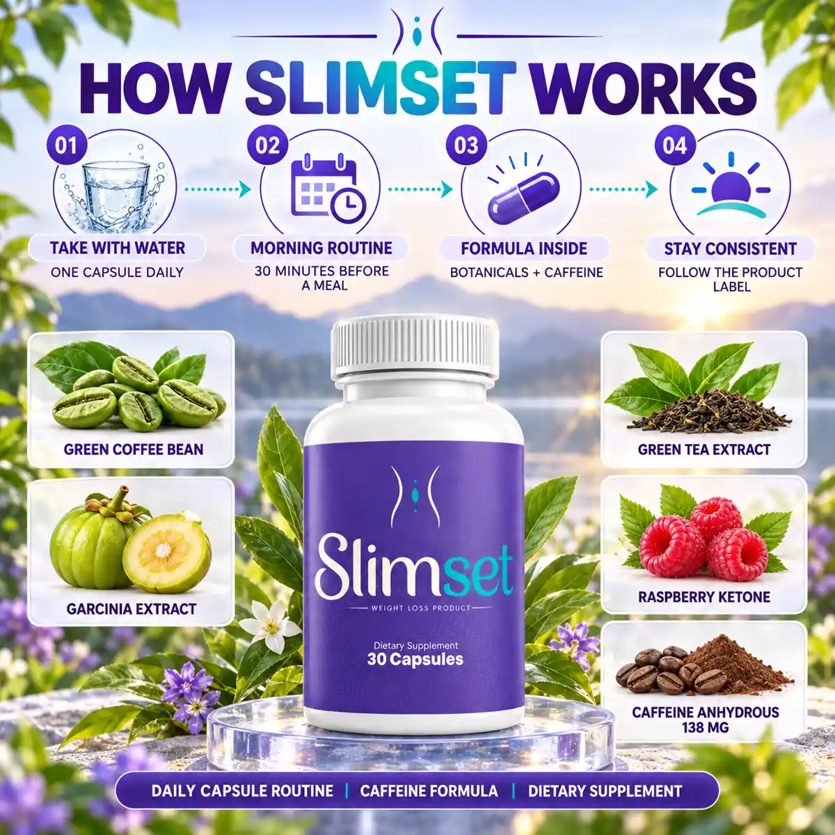 Supplied SlimSet routine and ingredient guide
